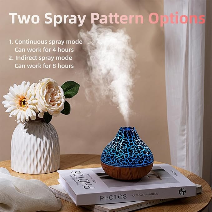 Mini Volcano Shape Humidifier, USB Personal Desktop Humidifier - 7 Colors, Super Quiet for Office Room, Bedroom (Black)