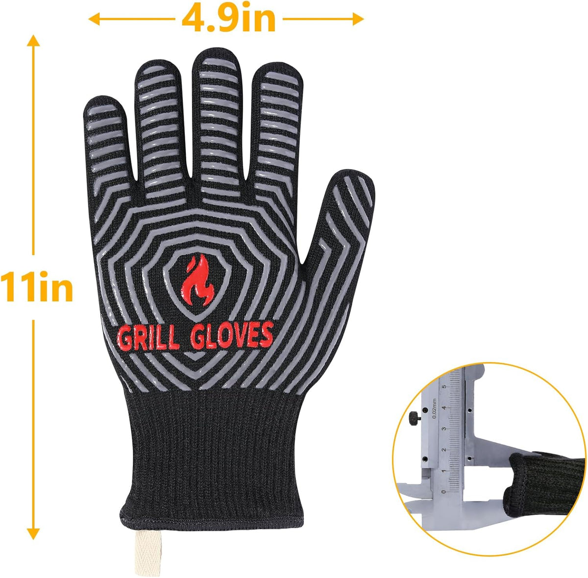 Quwin BBQ Gloves, Oven Gloves, Grilling Gloves Silicone Non-Slip Oven Mitts, Kitchen Gloves for BBQ, Grilling, Cooking, Baking-1 Pair… (Black