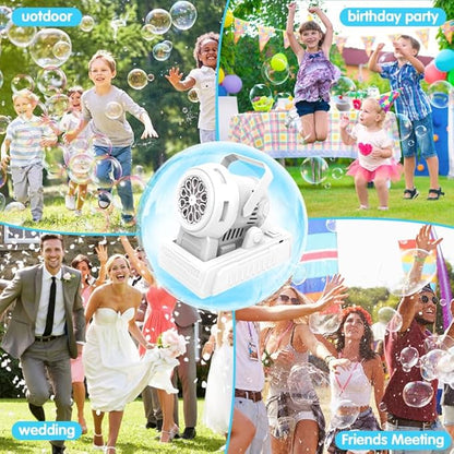 Automatic Bubble Machine 10 Holes Bubble Blower 20000+ Big Bubbles Per Minute Bubbles for Kids Portable Bubble Maker Operated by USB or Batteries for Outdoor Birthday Gifts Wedding Easter Party Favor