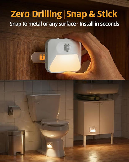 Lyridz Smart Sync Linkable Night Lights with 3-in-1 Charging Dock, Rechargeable Motion Sensor Nightlight, Dimmable Step Lights for Stairs, Hallway, Bathroom, Bedroom, Nursery, Pets, 3 Pack