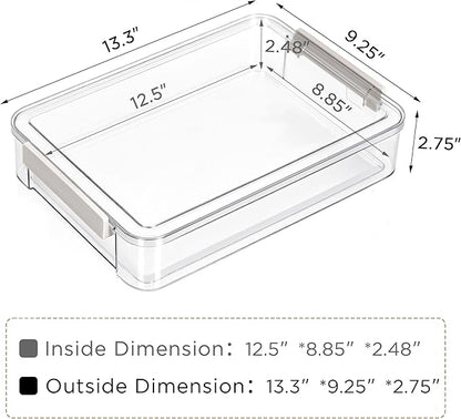 Citylife 3 PCS 9 x 13 Plastic Storage Bins with Lids and Latches, Portable Art Supply Storage Organizer, Paper Storage Box for Organizing A4 Paper, Letters, Documents, Art Supplies, and Crafts