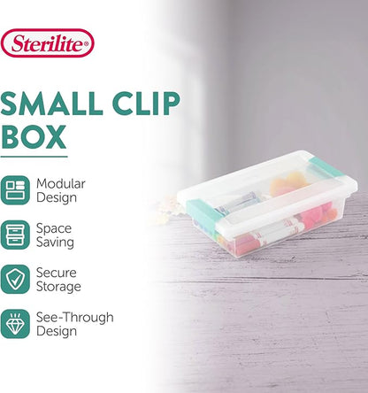 Sterilite 6-Pack Clip Box, Stackable Clear Plastic Bins with Latching Lids, Small - Writing, Arts or Crafts Supplies Storage Containers for Home, Office, Classroom and Workshop Organization