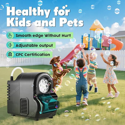 Moka Intelligent Fuel-efficient Bubble Machine with Remote Control & Battery Option - 5M Bubble Range,Continuous Operation for Halloween Party Christmas Holiday Events (Bubble)