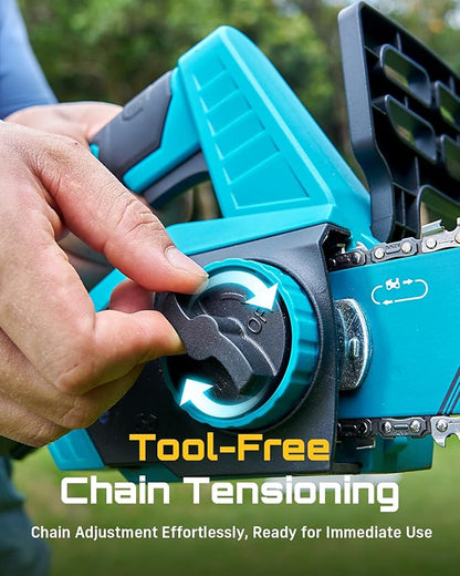 SEESII Electric Chainsaw Cordless 12-inch, Handheld Chain Saws with a 4.0Ah Battery, Tree Saw with Tool-free Chain Tension, Auto Oiling for Wood Cutting Trimming Branch
