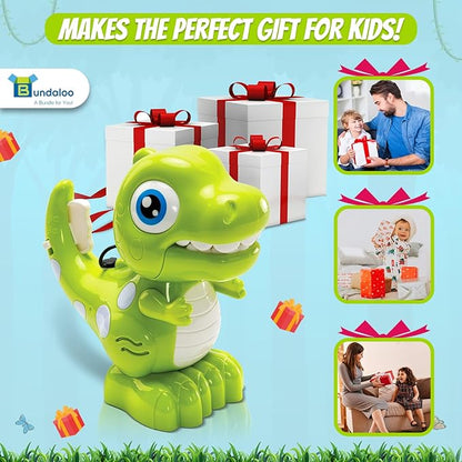 Dino Bubble Blower for Kids, Automatic Bubble Machine with Lights & Sounds, Includes 2 Bottles of Bubble Solution & Funnel, Fun Dinosaur Bubble Toy for Toddlers & Kids Ages 3+