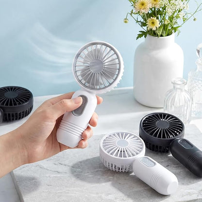 Rossesay 24 Pack Mini Portable Fan Bulk for Travel 3 Speeds, Rechargeable USB Battery Operated, Small Handheld Personal Eyelash Fans for Women Men Indoor Outdoor(Black White)