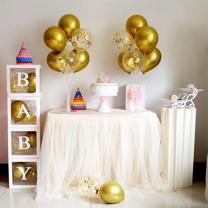 ZJDHPTY Gold Party Decorations,4 Set Balloon Stand with Pump and Gold Balloons for Birthday Bridal Shower Wedding Anniversary Retirement Mother's Day Father's Day New Year Graduation Decorations 2026