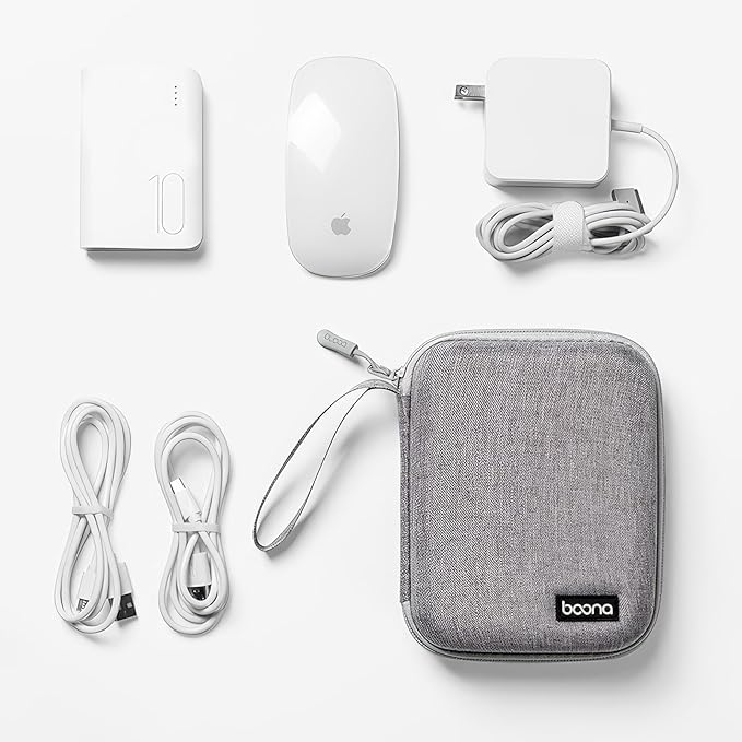Small Travel Carrying Storage Case, 4.4"x4.4" Charger Organizer, Pouch compatible with MacBook Power Adapter, Laptop Accessories Cables, Cords, USB Drives, Earphones