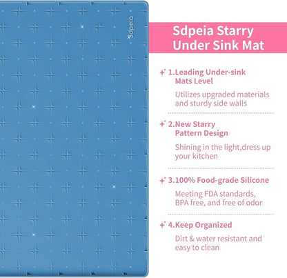 Sdpeia Under Sink Mat 31"×22" Waterproof Silicone Cabinet Liner & Sink Protector for Kitchen & Bathroom, Multi-Purpose Organizers Tray for Pets, Laundry, Cat Litter Mat