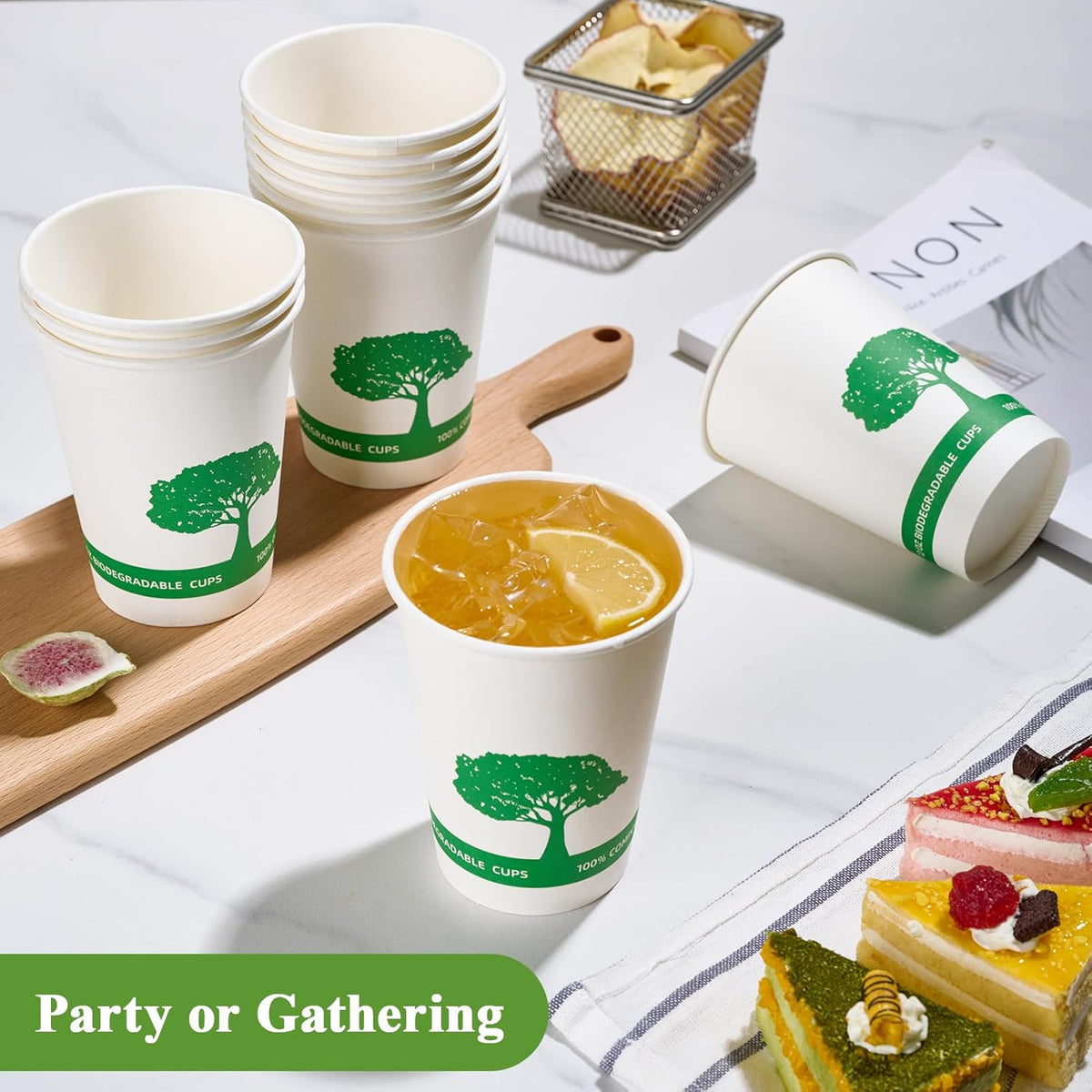 Vplus 270 Pack Compostable Paper Cups, 12 oz Biodegradable Disposable Paper Coffee Cups, Eco-friendly Hot Drinking Cups for Party, Picnic,Travel