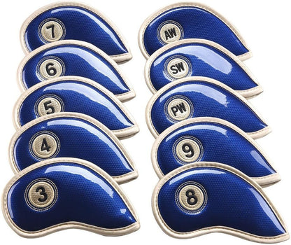 HISTAR 10pcs Crystal Pu Leather Golf Iron Head Covers Set Iron Club Headcover