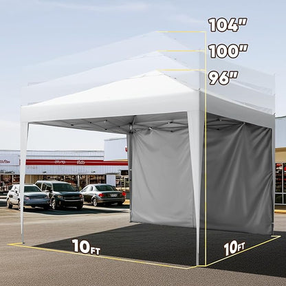 Quictent 10x10 Pop Up Canopy Tent with 1 Sidewall, Instant Setup Gazebo for 1 Person, Portable & Compact, Waterproof & UV Protection, Ideal for Camping, Beach, Parties, and Outdoor Events