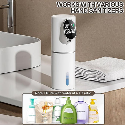 Automatic Soap Dispenser, 320ML Touchless Smart Hand Soap Dispenser, 5 Adjustable Soap Levels, Portable Countertop Electric Foam Soap Dispenser for Bathroom Kitchen Office (Black)