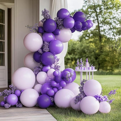Purple Balloons Garland Arch Kit Different Sizes Pack 150Pc 18Inch 10Inch 5Inch Latex Light Purple Dark Lavender Balloons for Birthday Baby Shower Wedding Decorations
