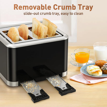 Secura 4-Slice Touchscreen Toaster – Digital Countdown, Dual Control Panels for Personalized Toasting