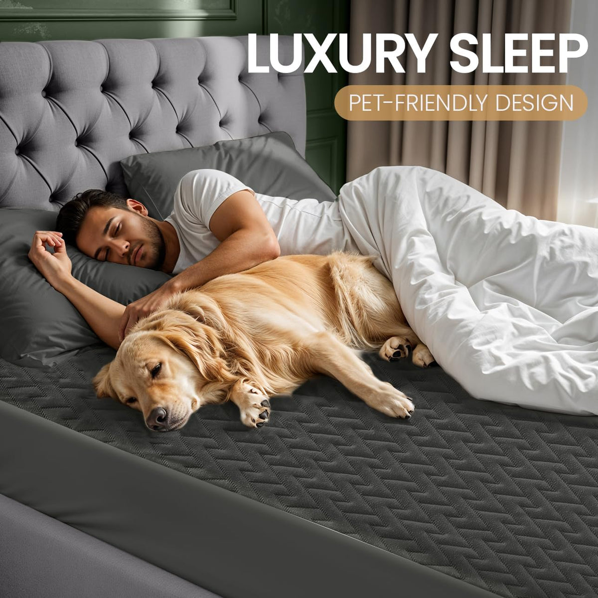 Utopia Bedding Waterproof Mattress Protector California King Size (Gray), Premium 3D Air Soft Fabric Mattress Cover, Fits 17 Inches Deep, Breathable, Fitted Style with Stretchable Pockets
