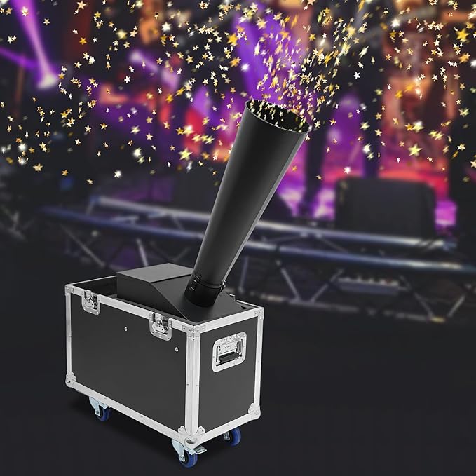 CO2 Confetti Cannon Machine, Professional Confetti Launcher Cannon Machine Adjustable Confe-Tti Launcher Manual Control with Flight Case for Weddings Birthday Parties Festivals Club