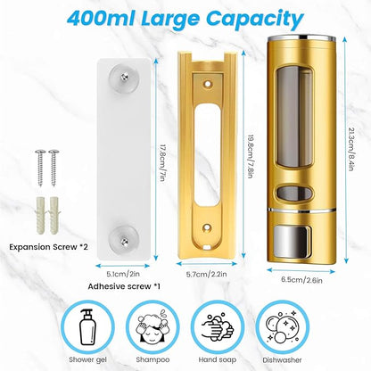 Foam Hand Liquid Soap Dispenser, 400ml Bathroom Shower Dispenser Gel Container Shower Pump Dispenser and Organizer for Bathroom Kitchen Hotel, Refillable Liquid Lotion Soap Dispenser Wall Mounted