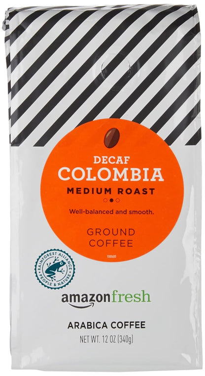 Fresh Decaf Colombia Ground Coffee, Medium Roast, 12 Ounce