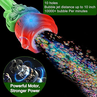Bubble Wand Wedding Electric Bubble Maker Machine,Blingbrione 10 Holes Auto Bubble Blower Flower Rose Light-up Handheld for 3-16 Kids Girls Adults.Bubble for Party Outdoor, 2 Bubble Solution.