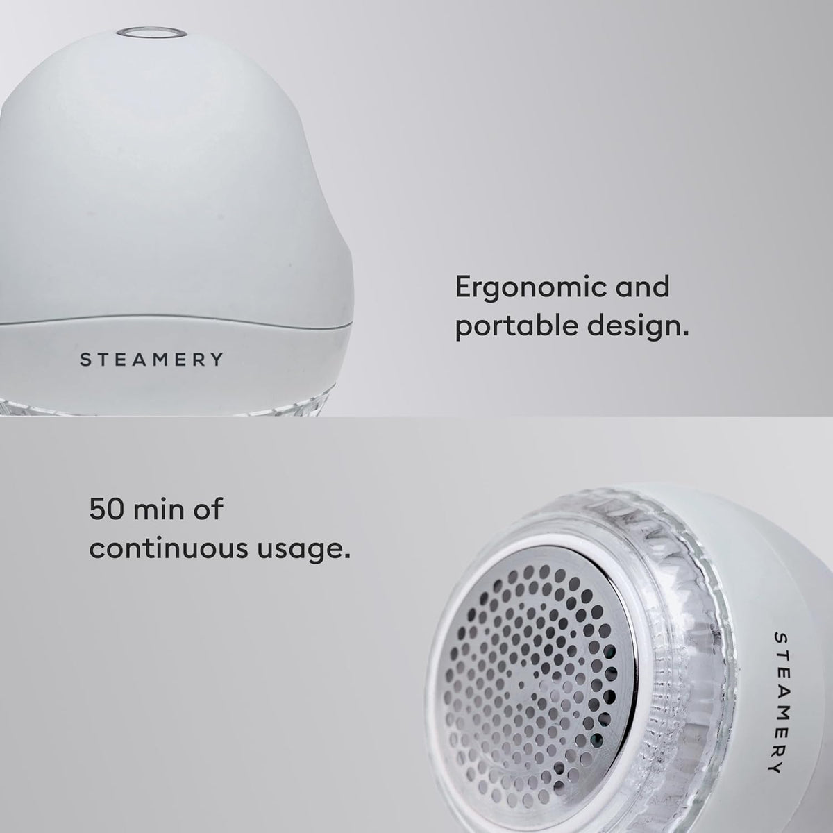 Steamery Fabric Shaver Pilo 1, Lint Remover for Pills and Bobbles, 5W, Portable, Rechargeable, Ergonomic, Scandinavian Design, Grey