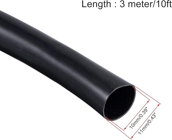 uxcell Black PVC Tube Wire Harness Tubing, 3/8-inch(10mm) ID 10ft Sleeve for Wire Sheathing Wire Protection