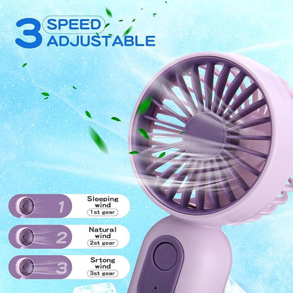Rossesay 24 Pack Mini Portable Fan Bulk for Travel 3 Speeds, Rechargeable USB Battery Operated, Small Handheld Personal Eyelash Fans for Women Men Indoor Outdoor(Pink Blue Purple)
