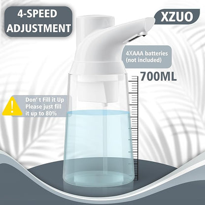 Automatic Soap Dispenser Touchless, 23.7 oz/ 700 ml, Low Battery Liquid Soap Bottle with Motion Sensor for Bathroom & Kitchen (White-Battery)