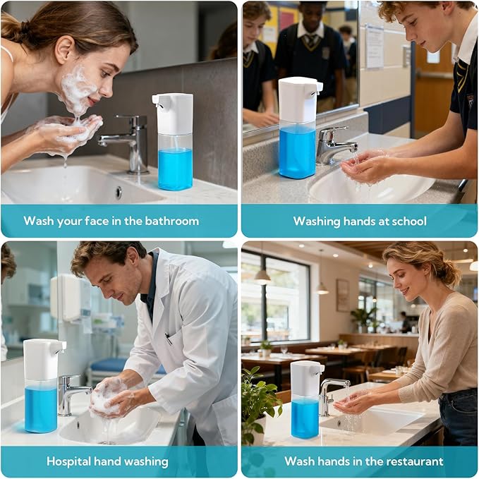 4 Pack Automatic Soap Dispenser Touchless Liquid Soap Dispenser 18.5oz/550ml 4-Level Adjustable Waterproof USB Rechargeable Dispenser Electric Wall Mounted for Bathroom Kitchen Dish Hand Soap