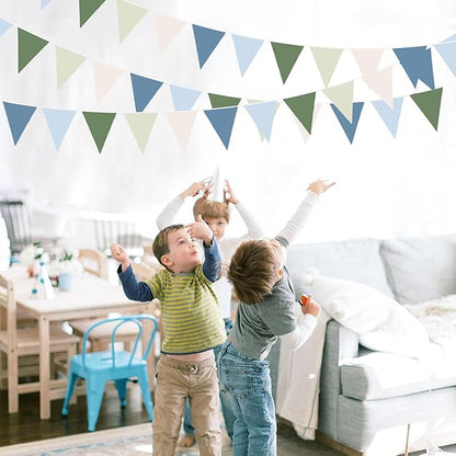 32Ft Blue Green Party Decorations Retro Blue Green Fabric Triangle Banner Flag Banner Pennant Garland Streamers for Graduation Hole in One Wedding Birthday Baby Shower Masters Golf Party Decoration