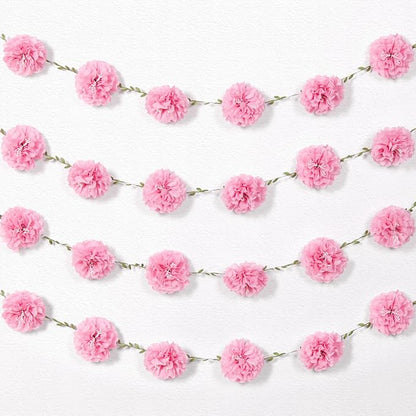 Pink Tissue Paper Flowers Pom Pom Spring Garland （2PCS） Hanging Decor Pink Party Decorations for Women Girls Birthday Bachelorette Baby Shower Wedding Party Supplies