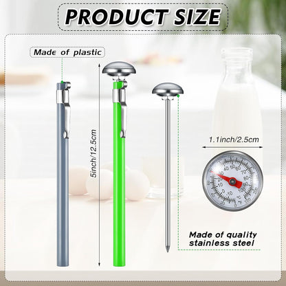 Xuhal 6 Pcs Stainless Steel Kitchen Dial Thermometer 5",Gray,Green,Blue