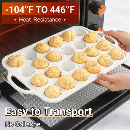 FUNBAKY Silicone Mini Muffin Pan, Metal Reinforced Frame 24 Cups Nonstick Mini Cupcake Pans with Handles Easy to Move for Baking Muffin, Cupcake, Egg Bites Oven Safe, Silicone Molds 2 Pack Confetti