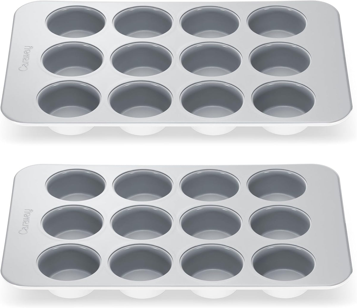 Caraway Non-Stick Ceramic 12-Cup Muffin Pan Duo - Naturally Slick Ceramic Coating - Non-Toxic, PTFE & PFOA Free - Perfect for Cupcakes, Muffins, and More - White