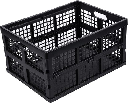 Aebeky 3-Pack Plastic Collapsible Storage Crates-30L,Foldable Plastic Crates for Storage (Black)
