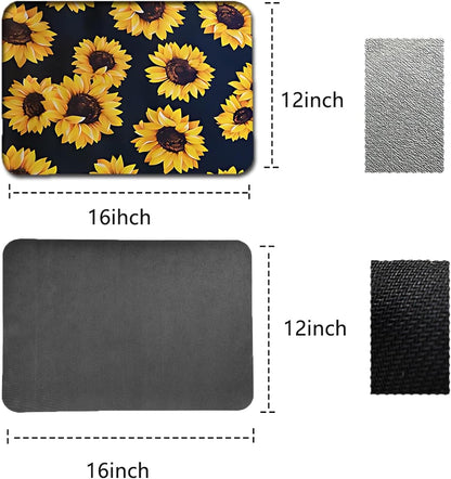 Dish Drying Mat Foldable Fall Kitchen Drying Mat Absorbent Sink Mat Multi-Purpose Coffee Pad Easy To Clean,Kitchen Gadgets,sunflower decor(sunflower) (12inches*15inches)