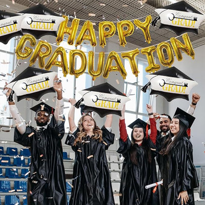 6pcs Graduation Cap Decorations Set, Congrats Grad Balloons, Graduation Cap, Hat Balloon, Grad Foil Balloons For College High School Party Decorations 2026