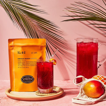 Steven Smith Teamaker Hibiscus Mango Iced Tea No. 42, Refreshing, Caffeine-Free, Sustainably Grown, Full Leaf Herbal Iced Tea, 10 Count