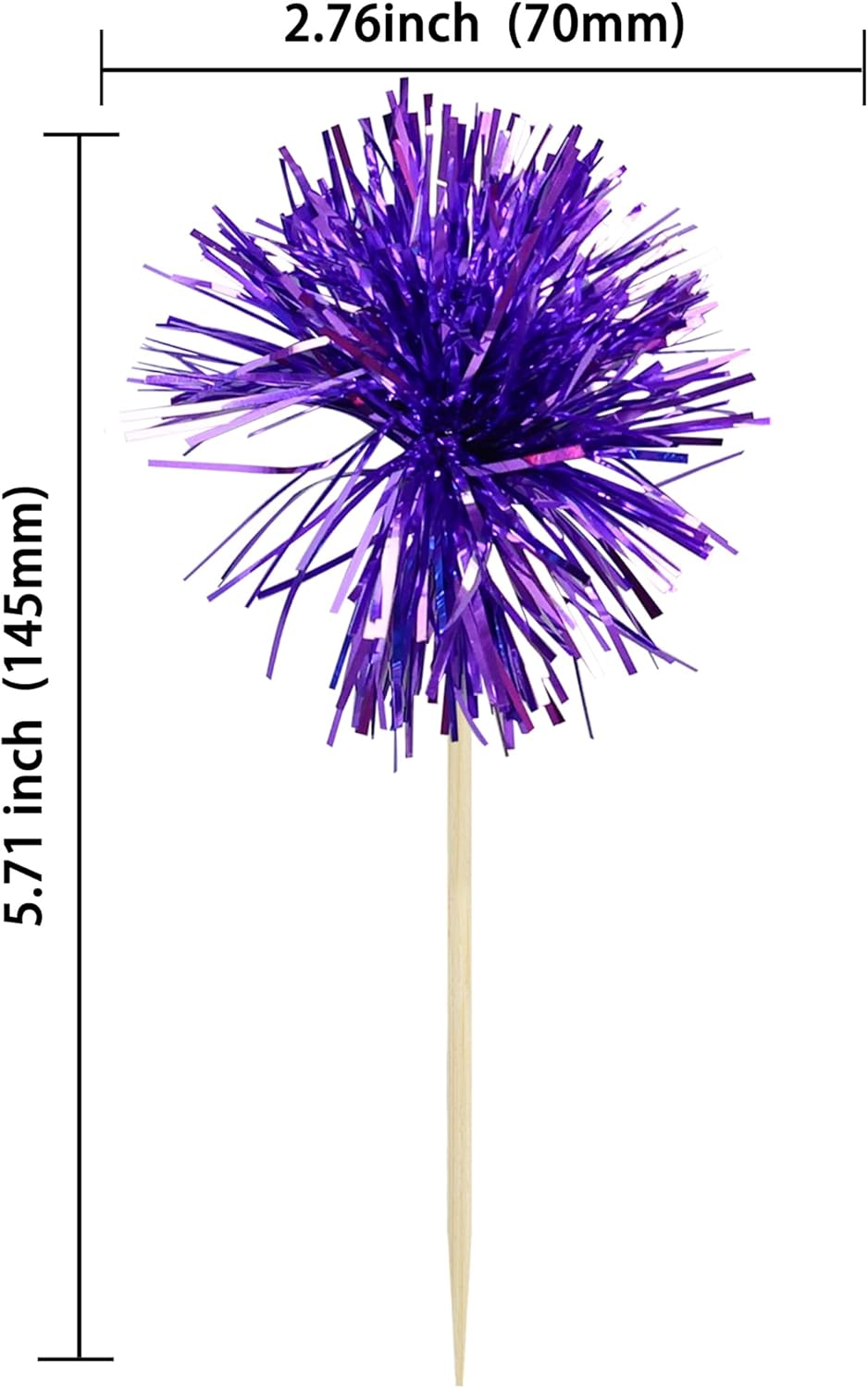 Gyufise 30Pcs Foil Firework Cupcake Toppers Sparkle Tinsel Cake Toppers Tinsel Drink Cake Decoration Cocktail Picks for Birthday Wedding Graduation Party Supplies Dark Purple