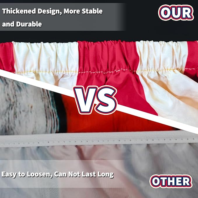 6FT American Flag Picnic Table Cover with Bench Covers Set 4th of July Waterproof Windproof Camping Rectangle Tablecloths with Elastic Fitted Picnic Table Cover for 4th of July Outdoor Decor
