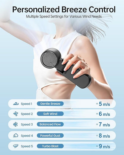 TriPole Portable Handheld Turbo Fan with Digital Display, 3-IN-1 Rechargeable Mini Travel Fan, Battery Operated, 190° Foldable for Desk & Neck, High Speed Personal Cooling Fans for Outdoor Trip Beach