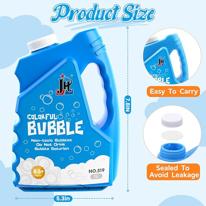 EagleStone 67 OZ Bubble Concentrated Solution (Up to 5 Gallons) – Bubble Solution Refill for Bubble Machine, Gun, Wand, and Mower – Bubbles Toys for Parties, Easter, Weddings, Outdoor Play