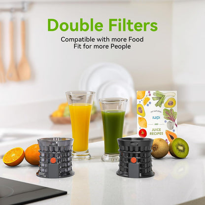 Cold Press Juicer, Slow Masticating Juicer Machines for Whole Vegetable and Fruit, 4.3" Feed Chute, BPA Free, Quiet Easy Clean Juicer to Unlock Fresh & Nutritious Juices (Black)
