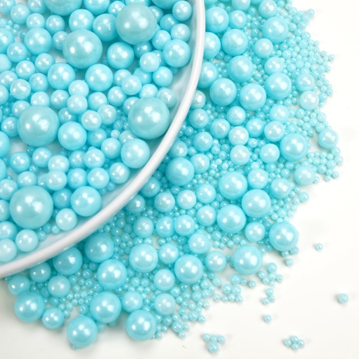 Dazzjoy Blue Edible Pearl, Edible Pearls Sugar Sprinkles, 130g/4.58oz, Blue Pearls Sprinkles for Cake Decorating, Cupcake Toppers