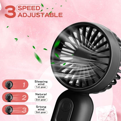 Rossesay 12 Pack Mini Portable Handheld Fan Bulk for Travel 3 Speeds, Rechargeable USB Battery Operated, Small Personal Eyelash Fans for Women Men Indoor Outdoor(Black, White, Pink)