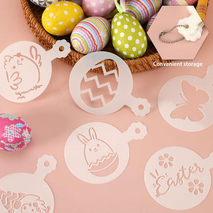 Julbear Easter Cookie Stencils, 36Pcs Reusable Eggs Bunny Cookie Coffee Stencils Templates Mold Tools for Cookies Baking Painting Dessert Coffee