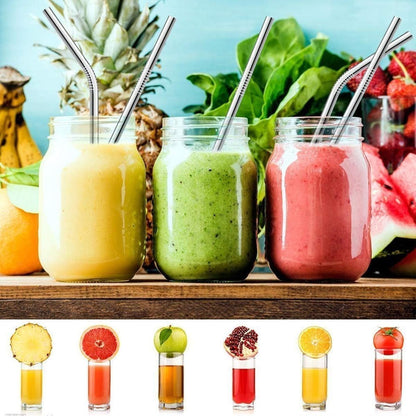 Set of 10 Stainless Steel Straws, HuaQi Bent Reusable Drinking Straws 10.5'' Long 0.24‘’ Dia for 30 oz Tumbler and 20 oz Tumbler