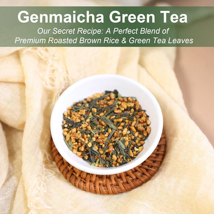 Tearelae - Genmaicha Tea, 40 Count - Genmaicha Green Tea with Roasted Rice - Smooth Flavor - Non-GMO - Low Caffeine