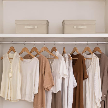 StorageWorks Small Storage Boxes with Lids, Stackable Fabric Storage Bins with Handles, Storage Baksets for Closet, Shelves, 15" x11¼x 6¼", Light Brown, 2-Pack