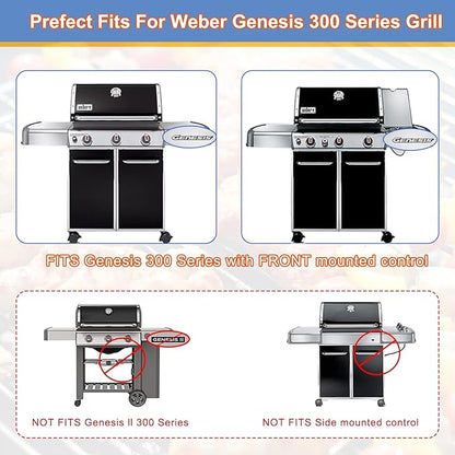 Grill Parts Replacement for Weber Genesis 300 Series, E310, S310, E320, E330, S330, EP310, EP320, EP330 Grill with Front-Mounted Control Panel, 7520, 7524, 62752, 65505, Black